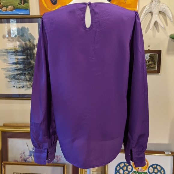 J Crew Bright Purple Blouse SZ M - Picture 8 of 11